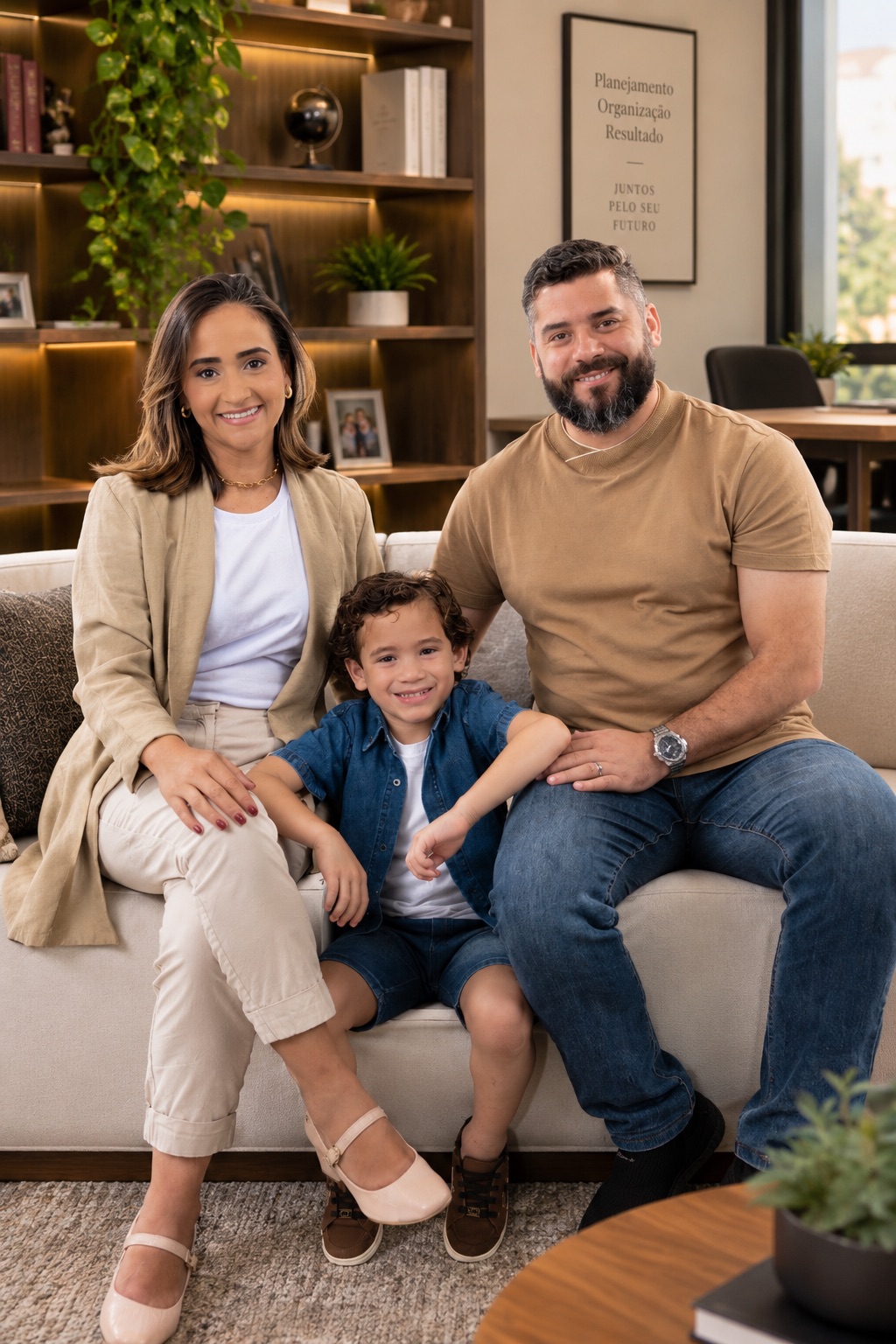 Cris e Bruno Melo, sócios da RET, com o filho Théo